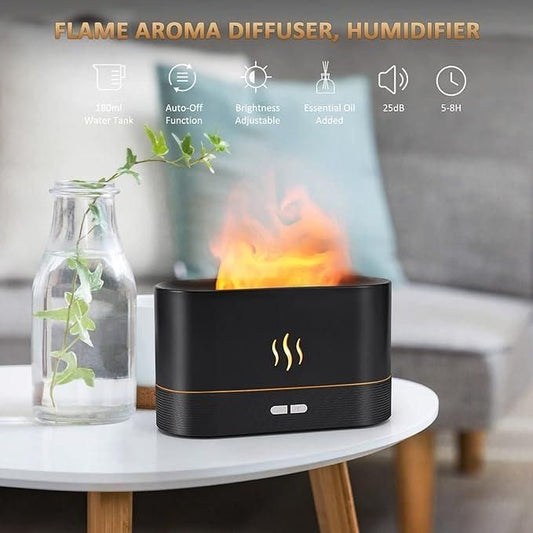 Plastic Flame Diffuser Brightness Humidifier-Auto Off Essential Oil-2 Modes